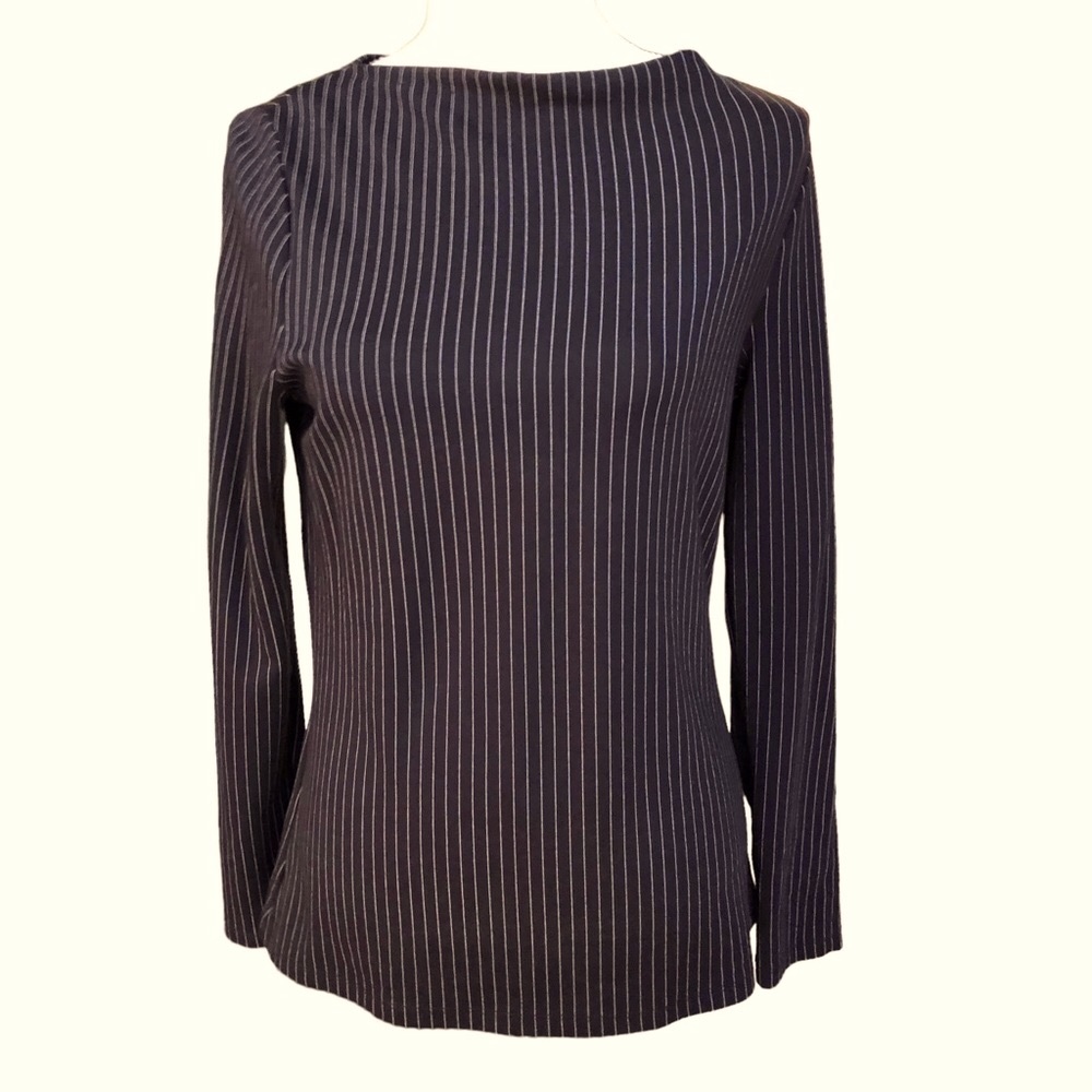 Ann Taylor Black/White Pinstripe Top